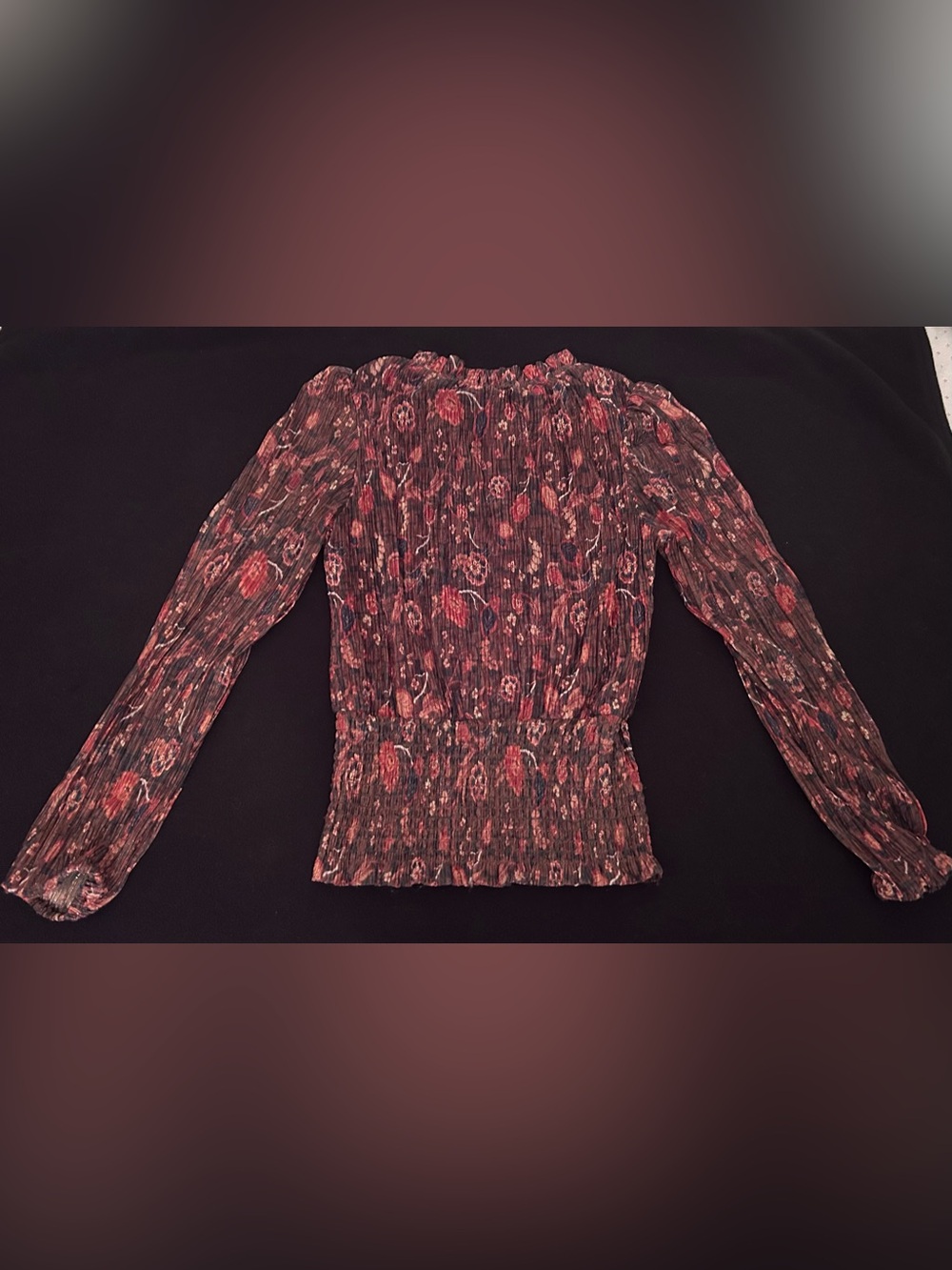 Joie Long-Sleeve Blouse, light brown AS, sheer arms, dressy, cute vintage look